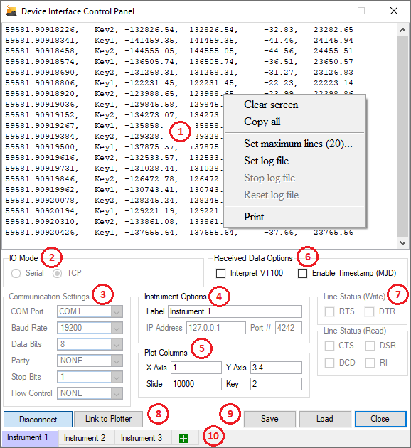 Device Interface Panel