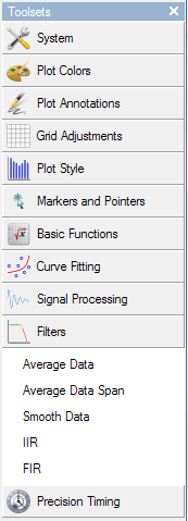 The EZL toolsets panel displaying the filters toolset.